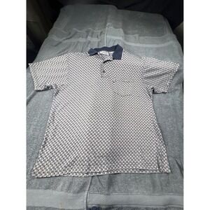 Penguin Sport Mens XL Geometric Pattern Polo Shirt Short Sleeve Pocket